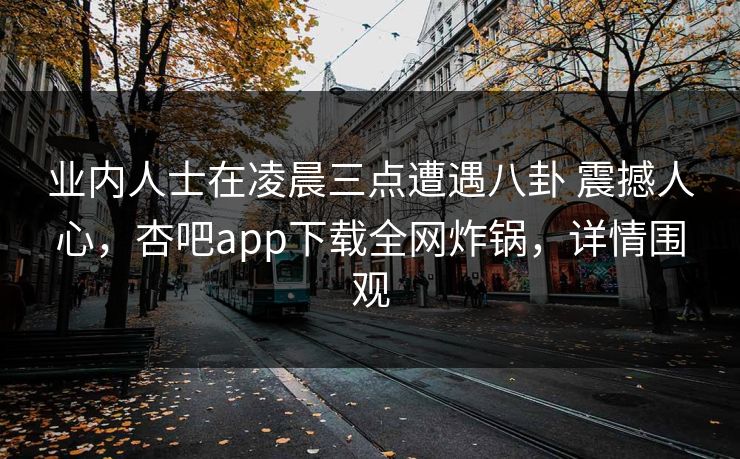 业内人士在凌晨三点遭遇八卦 震撼人心，杏吧app下载全网炸锅，详情围观